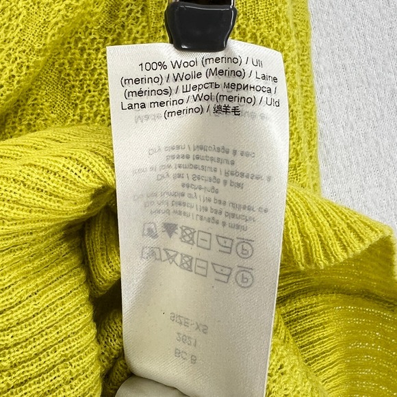 GANNI Tender Shoots Merino Lace Top Women XS Scoop Yellow Green Knit Sweater Top - Picture 16 of 16